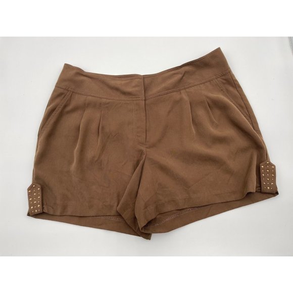 Cache Studded Goldtone Hardware Pocketed Fitted Waist Closure Dress Shorts NWT - Picture 2 of 13